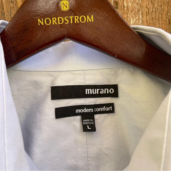 Murano Men’s Modern Comfort Pale Gray Button Down Dress Shirt Size Large - Picture 10 of 11